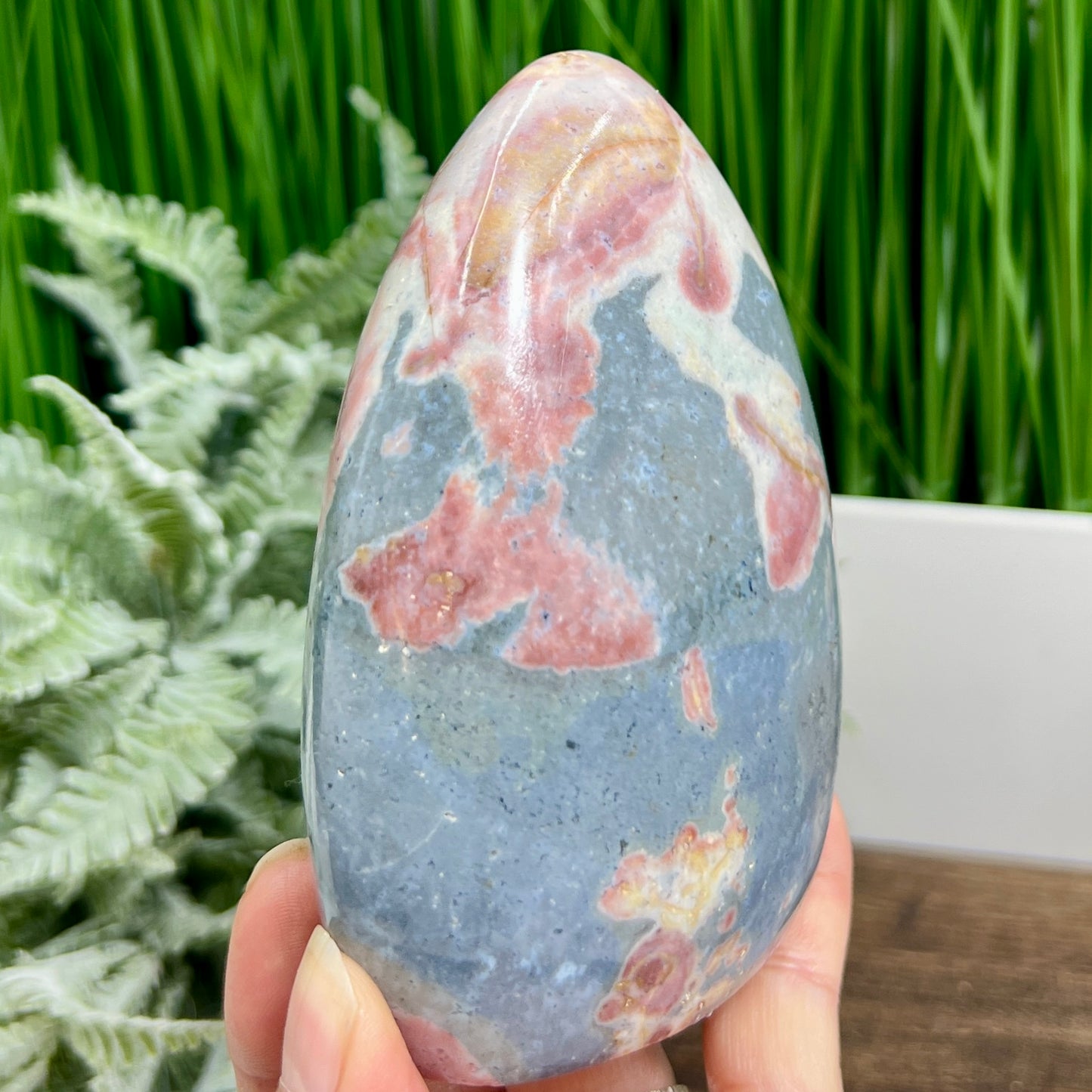 Ocean Sea Jasper Pink Free Form Flame Crystal Carving 722g