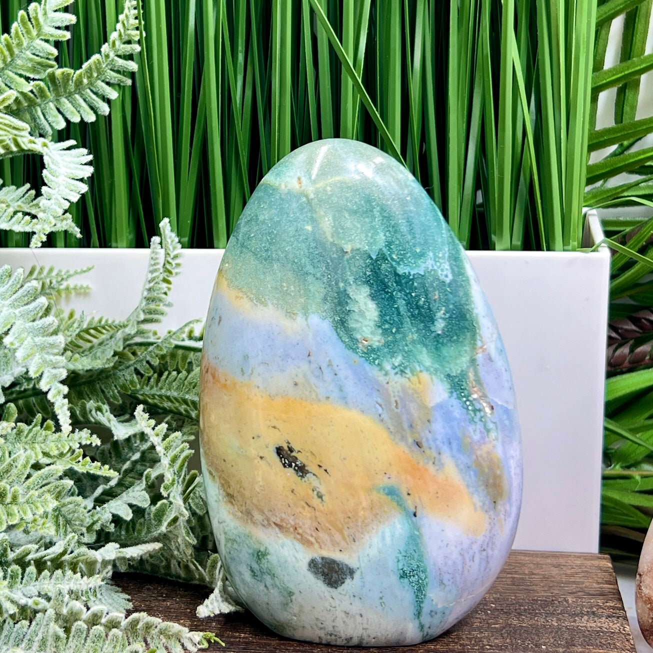 Ocean Sea Jasper Free Form Flame Crystal Carving 748g