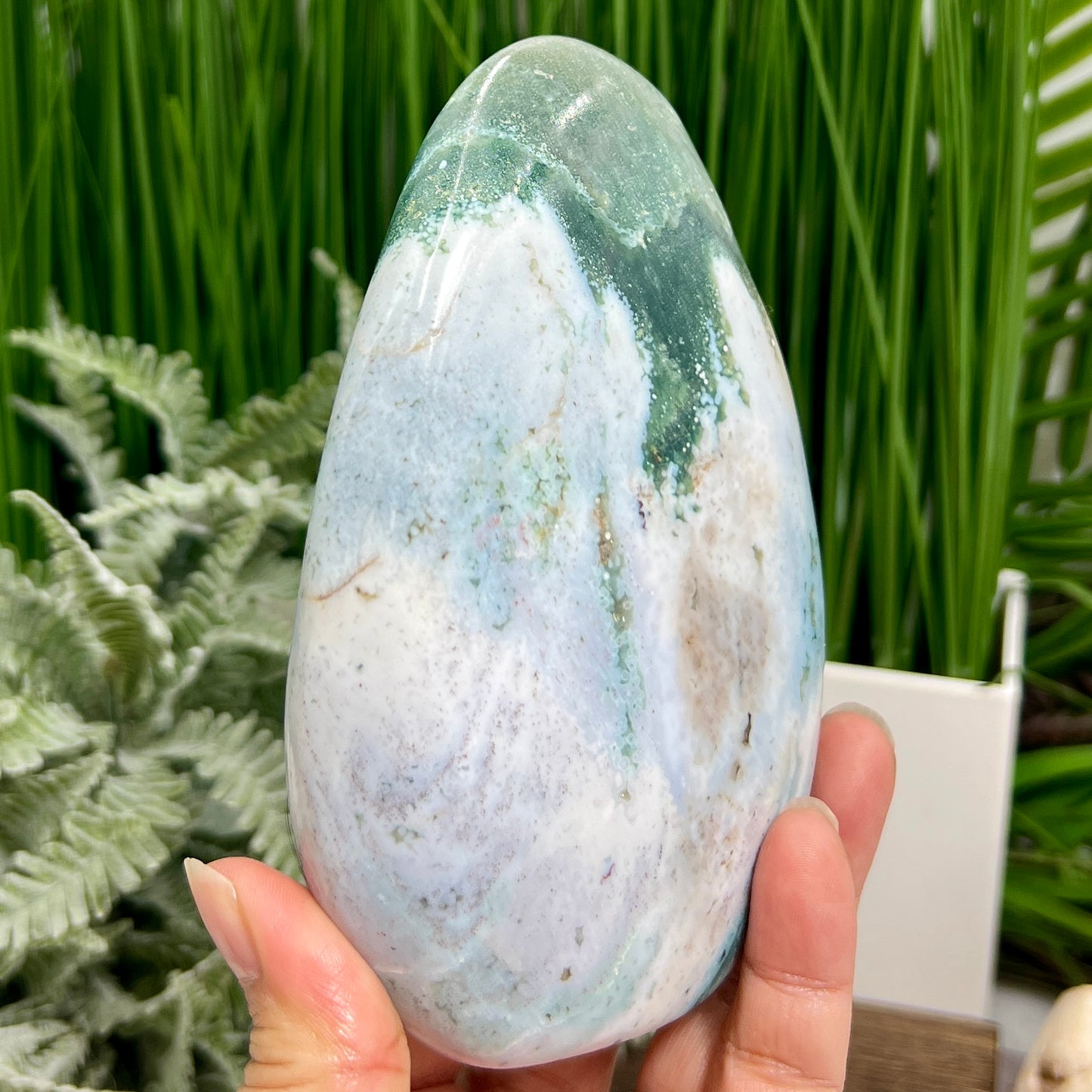 Ocean Sea Jasper Free Form Flame Crystal Carving 748g