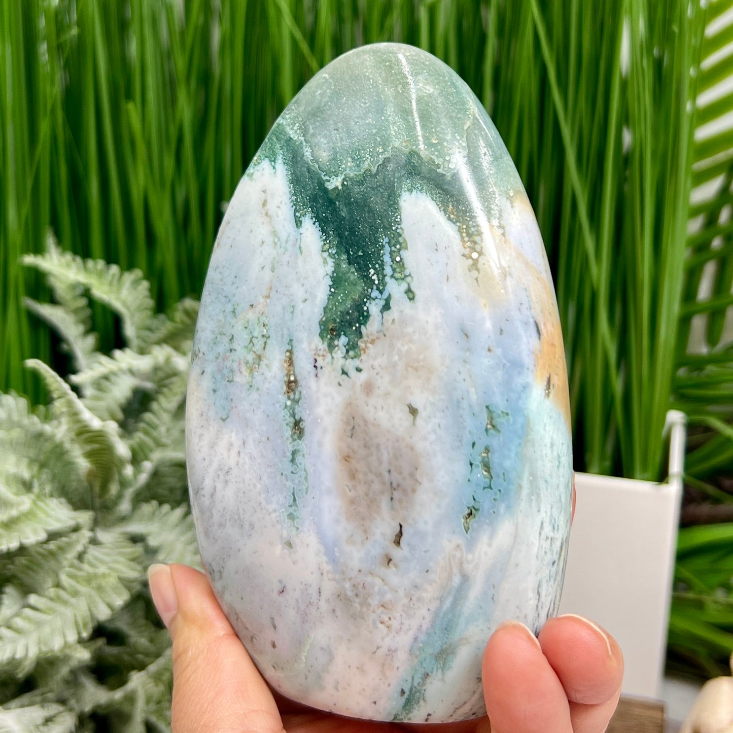 Ocean Sea Jasper Free Form Flame Crystal Carving 748g