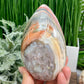 Ocean Sea Jasper with Quartz Free Form Flame Crystal Carving 826g