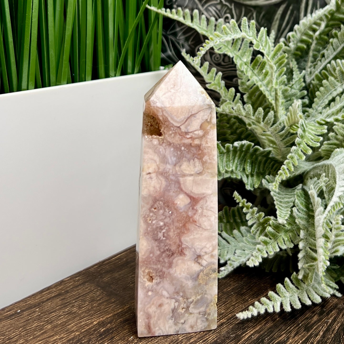 Pink Amethyst Flower Agate Tower Healing Crystal Generator 203g