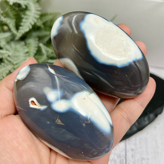 Orca Agate Palm Stone Worry Meditation Crystal