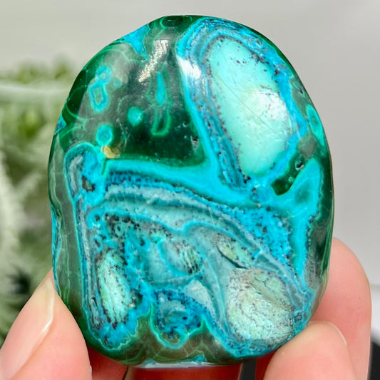 Chrysocolla Malachite Palm Stone Worry Meditation Crystal Peru 156g