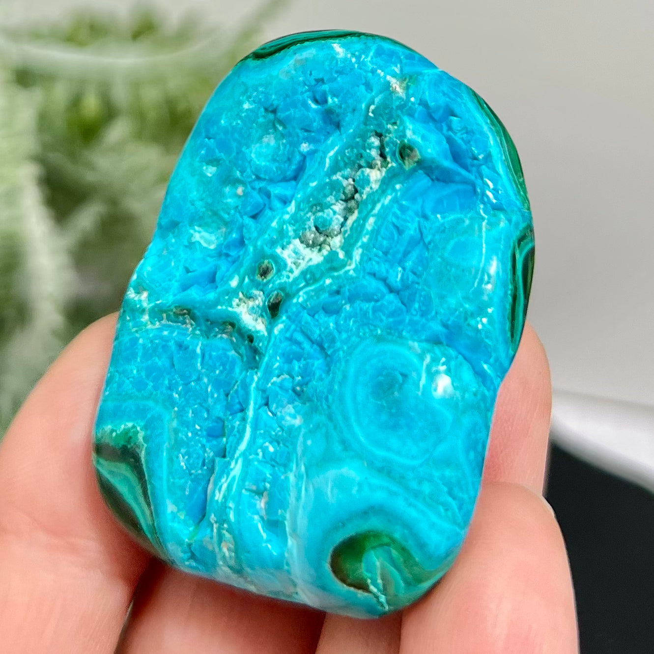 Chrysocolla Malachite Palm Stone Worry Meditation Crystal Peru 156g