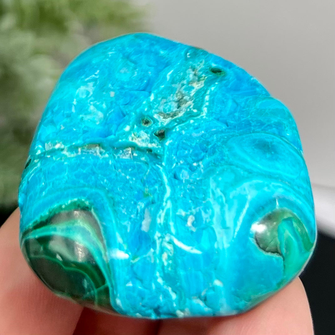 Chrysocolla Malachite Palm Stone Worry Meditation Crystal Peru 156g