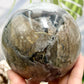 Volcanic Agate Quartz Sphere UV Reactive Large Crystal Ball 1447g 101mm