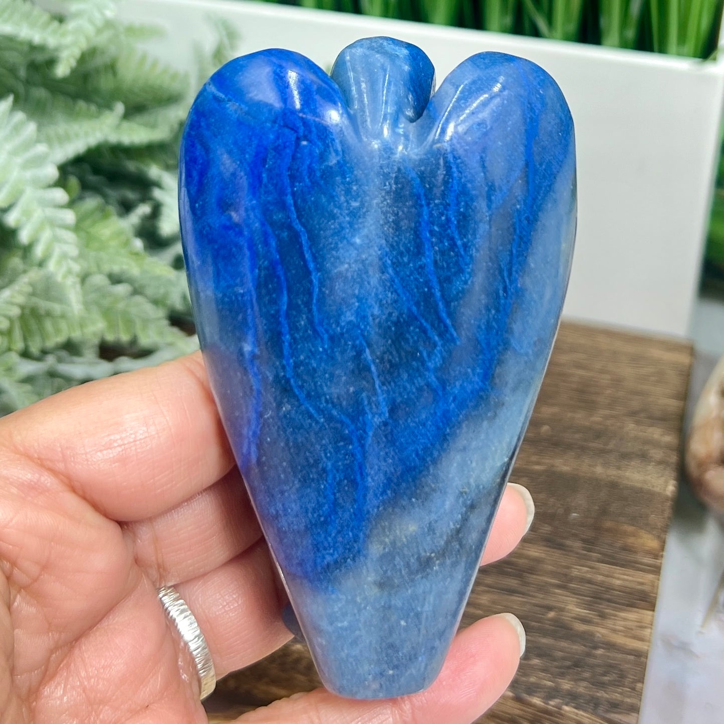 Blue Aventurine Guardian Angel Christian Crystal Carving 220g