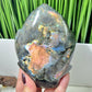 Fire Labradorite Leaf Flashy Crystal Carving