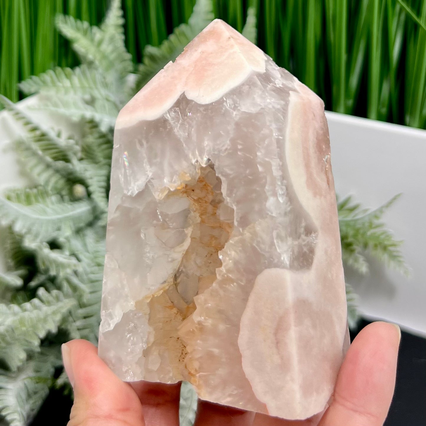 Flower Agate Pink Amethyst Tower Crystal Generator 404g