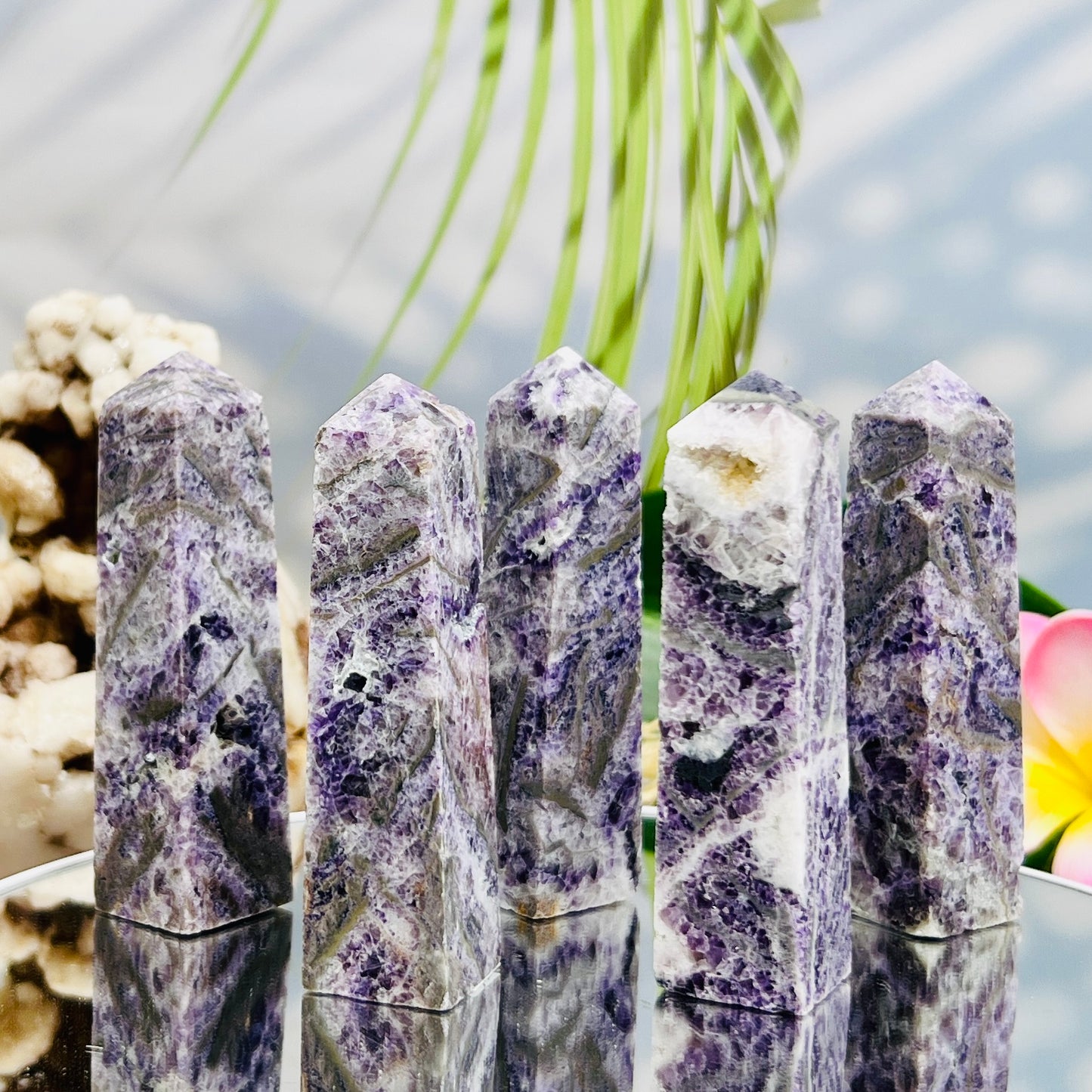 Purple Fluorite Sphalerite Towers Points Healing Crystal Generators