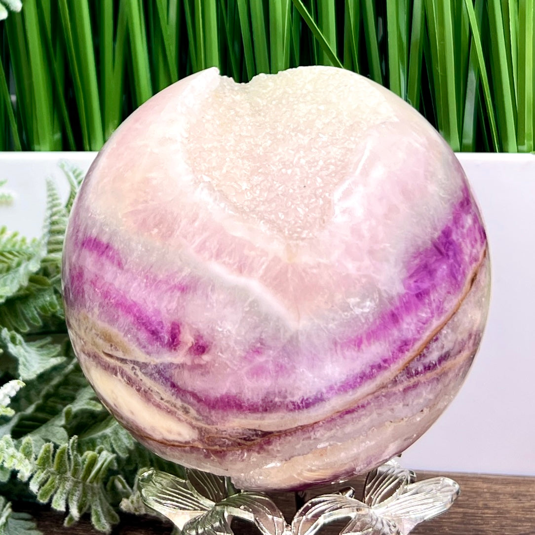 Silky Fluorite Sphere Healing Crystal Ball 1538g 107mm