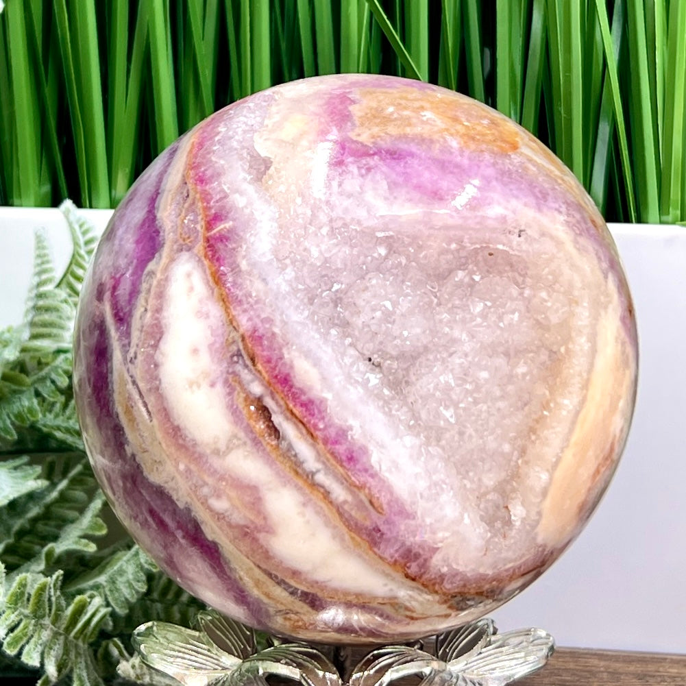 Silky Fluorite Sphere Healing Crystal Ball 1538g 107mm