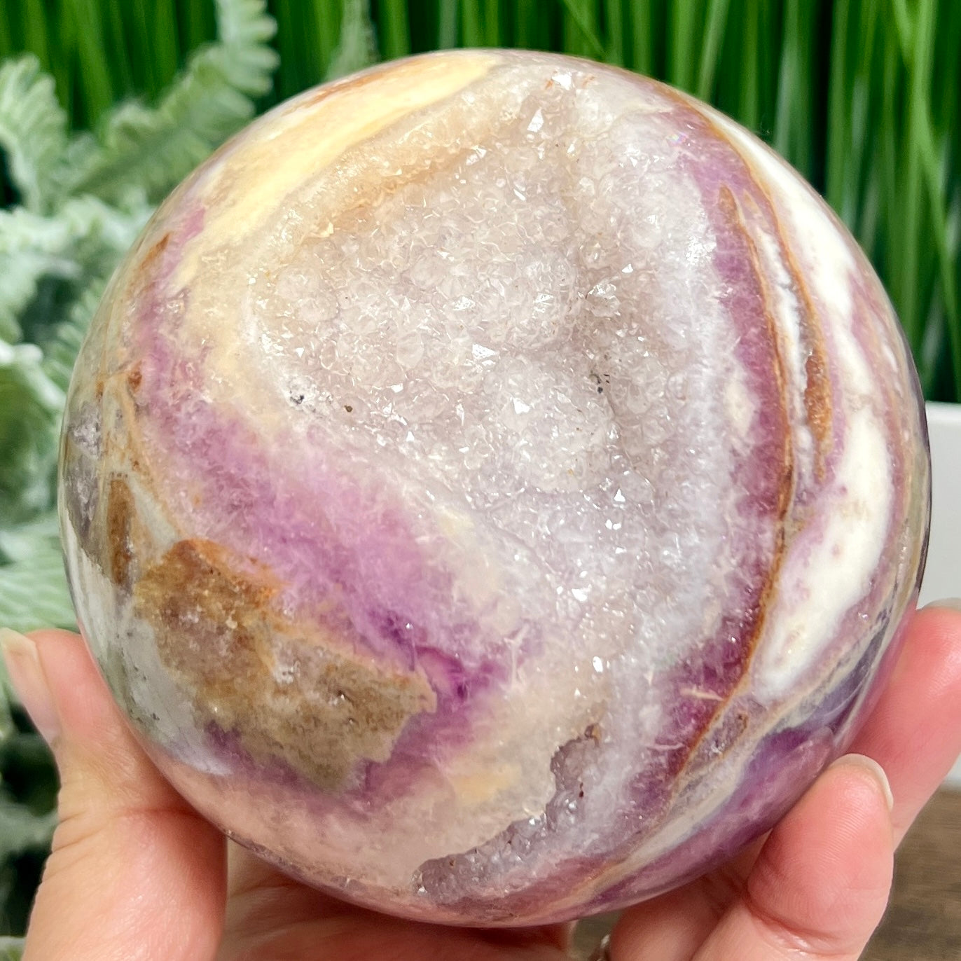 Silky Fluorite Sphere Healing Crystal Ball 1538g 107mm