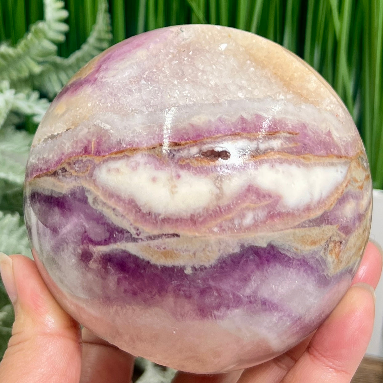 Silky Fluorite Sphere Healing Crystal Ball 1538g 107mm