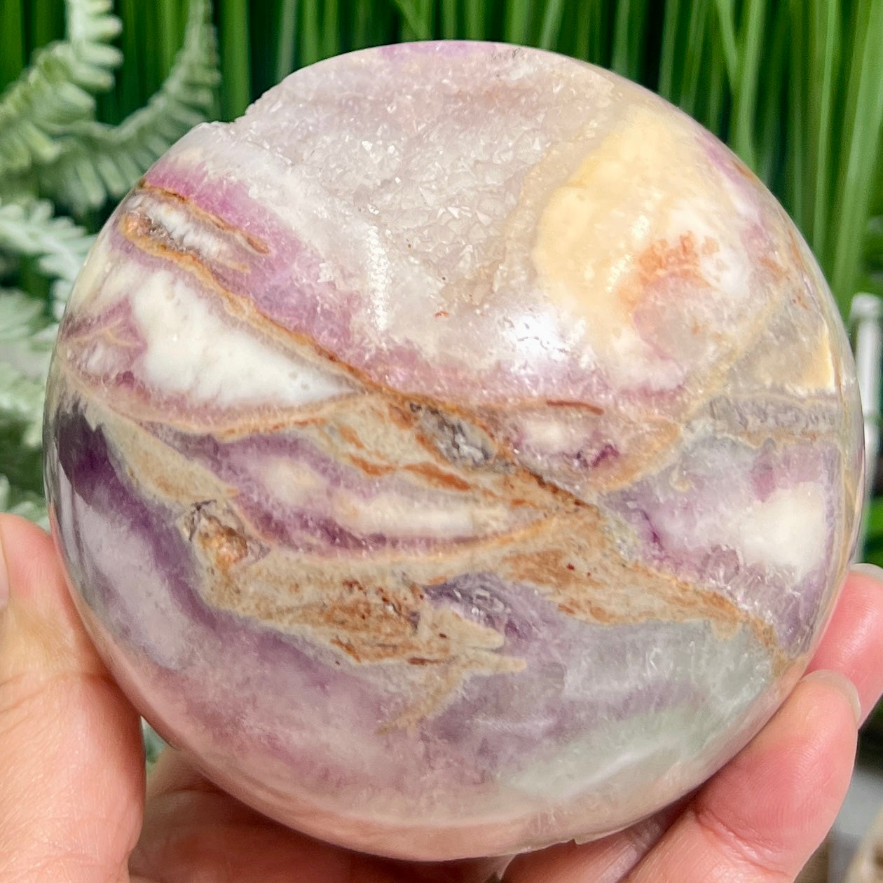 Silky Fluorite Sphere Healing Crystal Ball 1538g 107mm