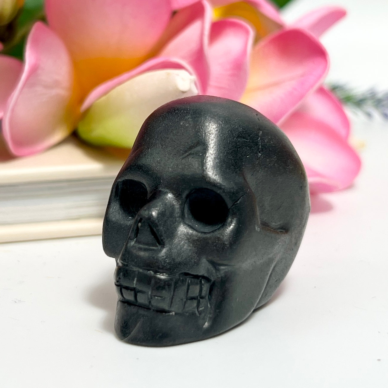 Shungite Skull 2 Inches EMF Protection Rare Hand Carved Crystal Carving