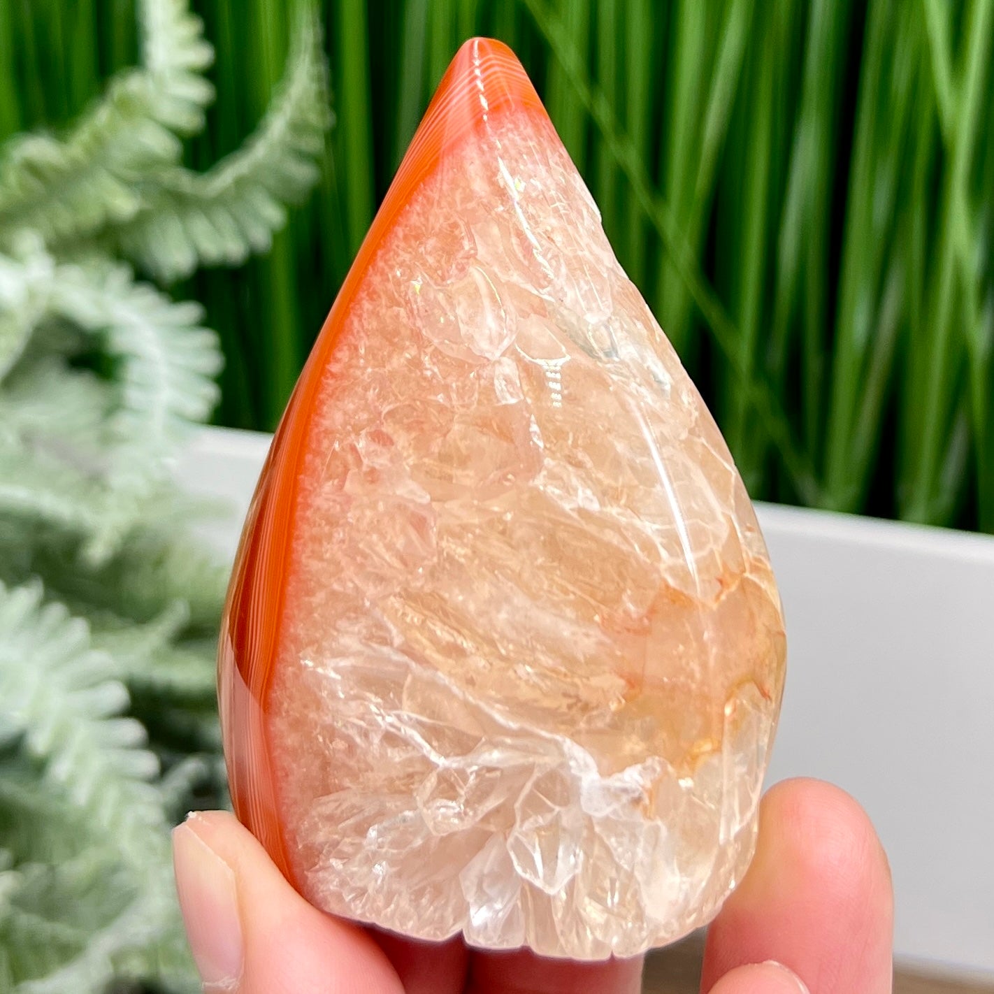 Carnelian Quartz Flame Healing Crystal Carving 124g