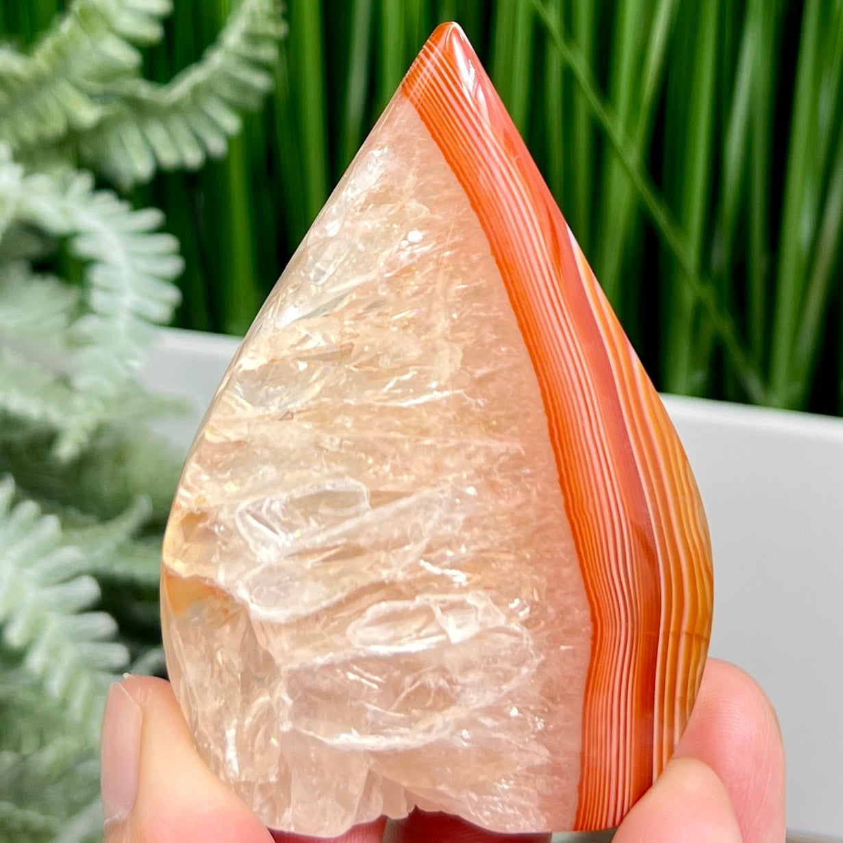 Carnelian Quartz Flame Healing Crystal Carving 124g