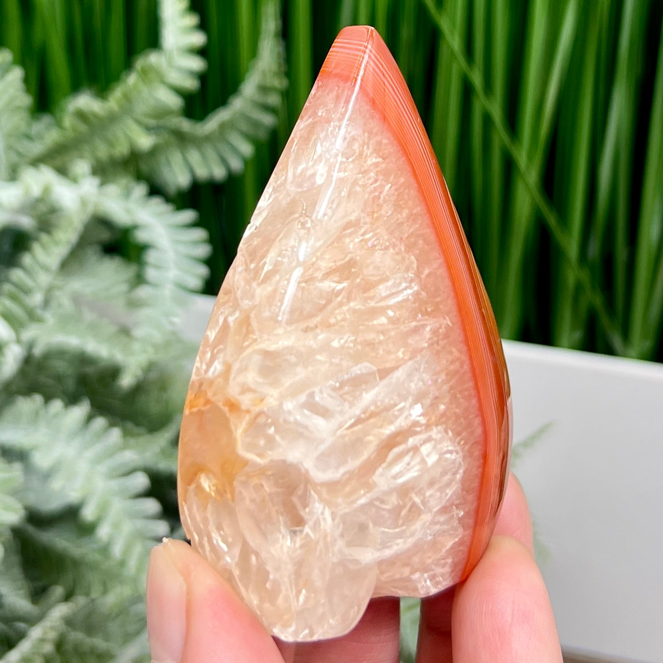 Carnelian Quartz Flame Healing Crystal Carving 124g