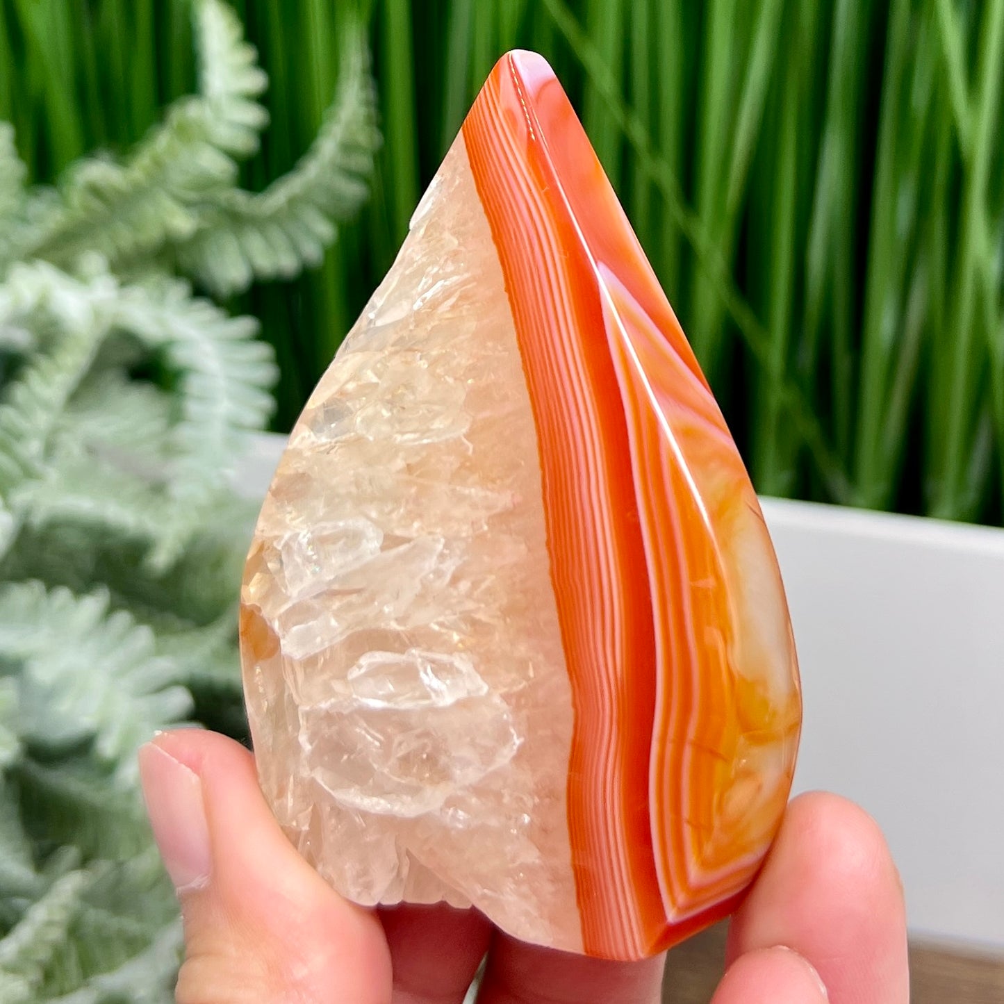 Carnelian Quartz Flame Healing Crystal Carving 124g