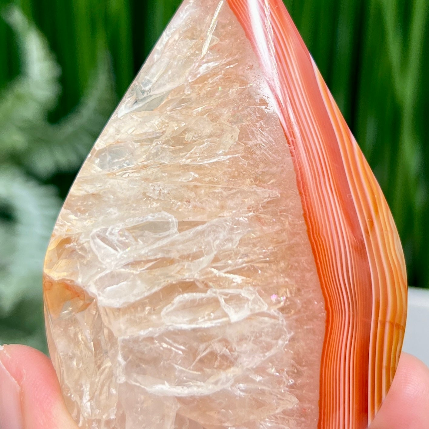 Carnelian Quartz Flame Healing Crystal Carving 124g