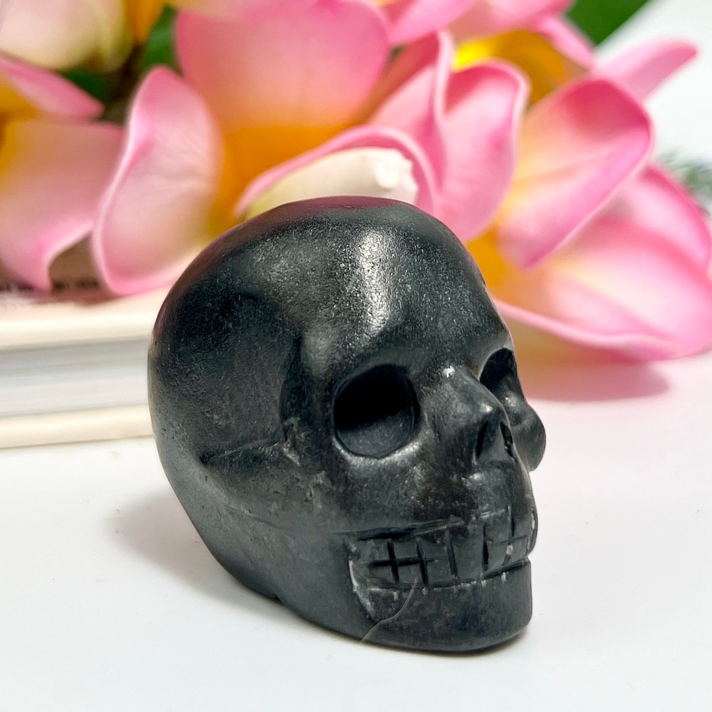 Shungite Skull 2 Inches EMF Protection Rare Hand Carved Crystal Carving