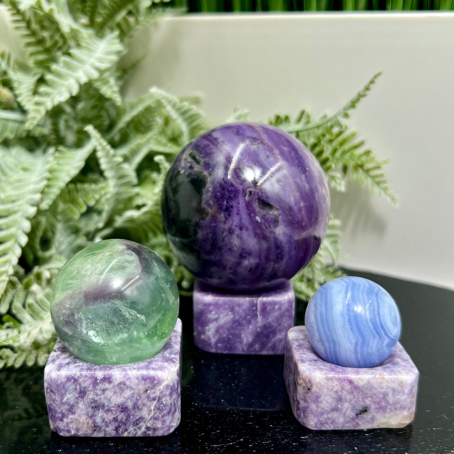 Lepidolite Purple Mica Sphere Holders Crystal Ball Stands