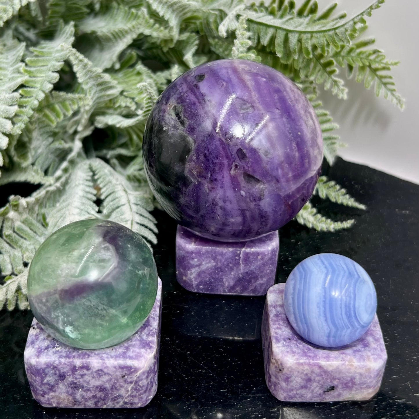 Lepidolite Purple Mica Sphere Holders Crystal Ball Stands