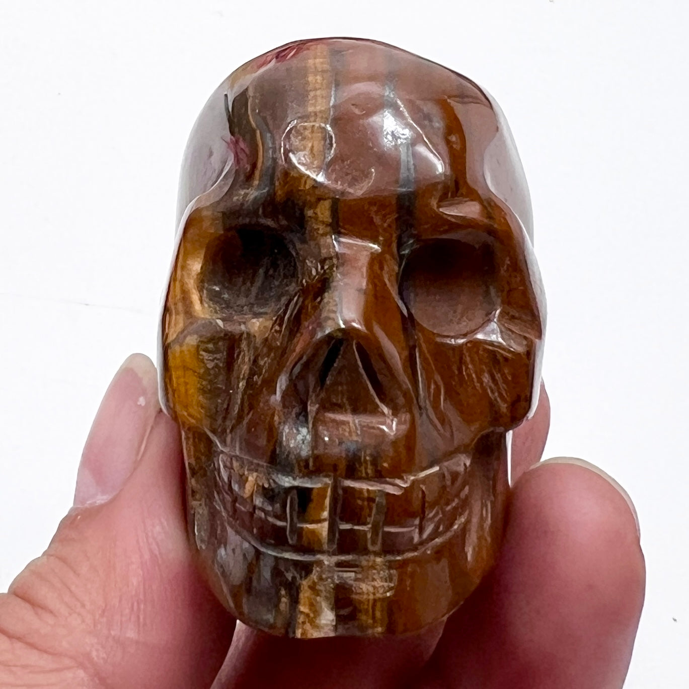 Tigers Iron Red Jasper Hematite Skull Skull Mugglestone 2 Inches Crystal Carving