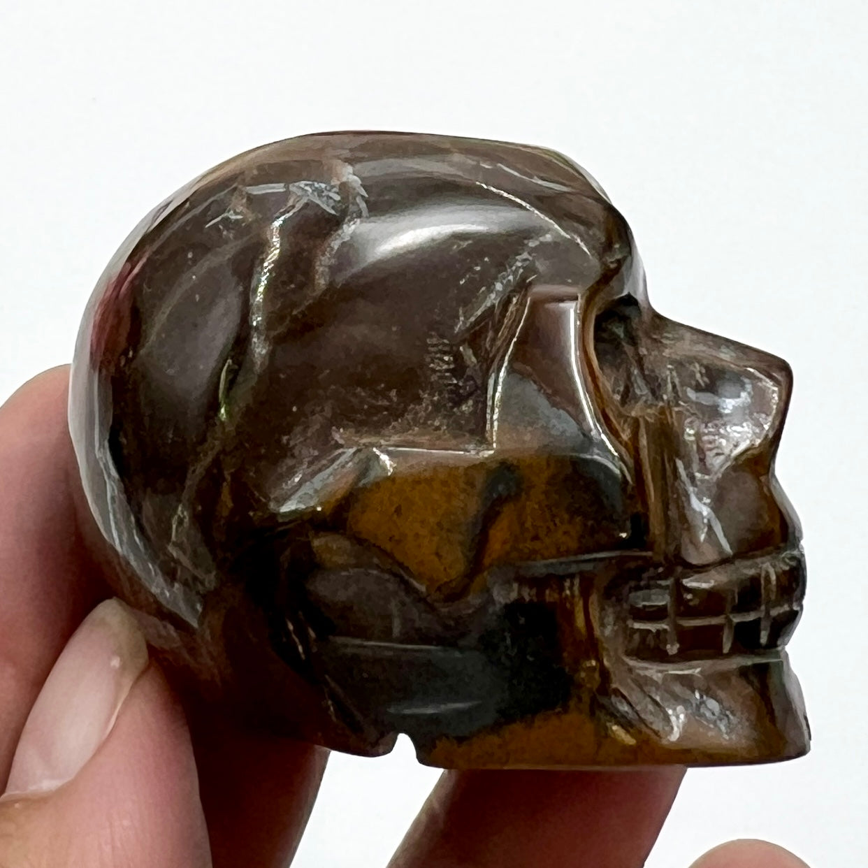 Tigers Iron Red Jasper Hematite Skull Skull Mugglestone 2 Inches Crystal Carving