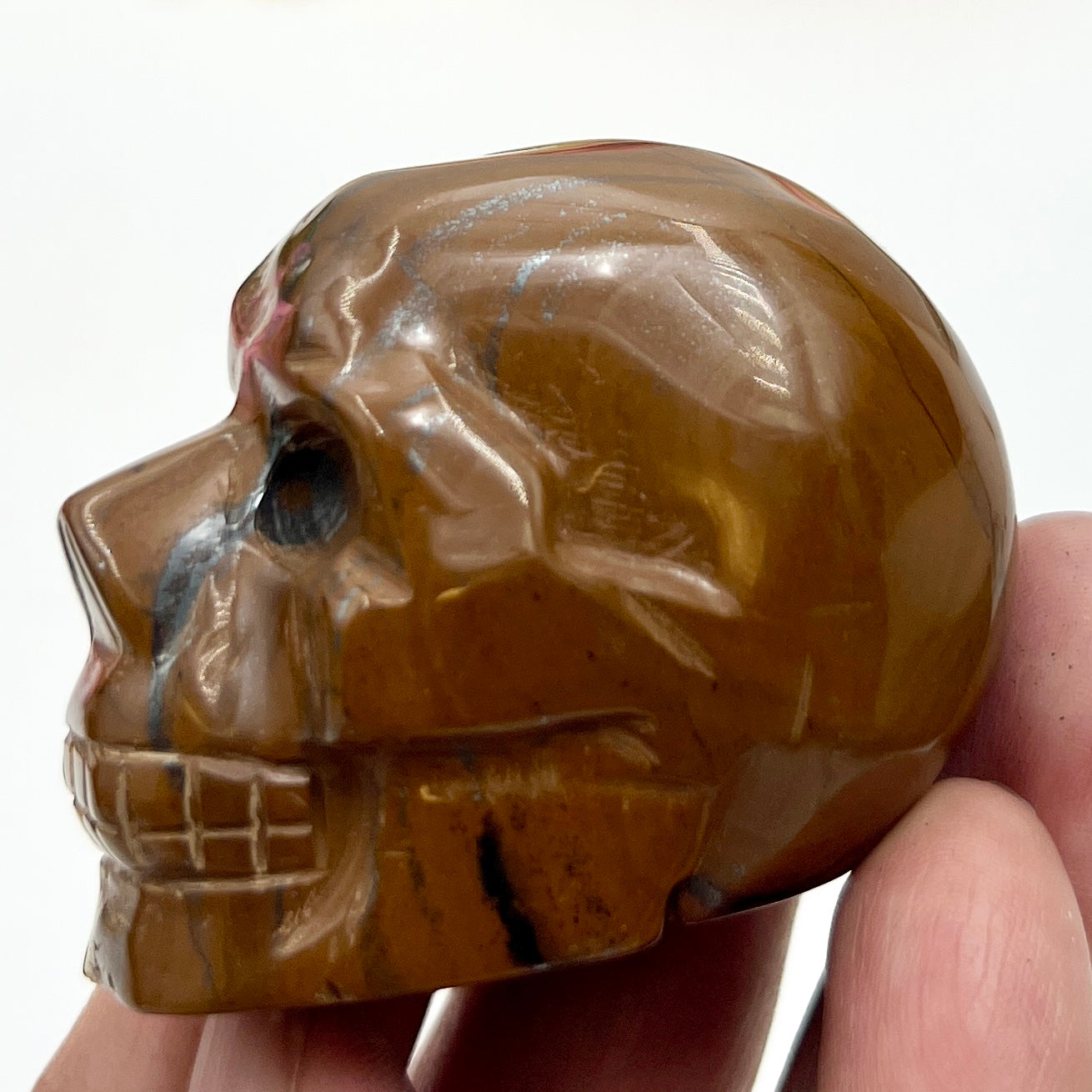 Tigers Iron Red Jasper Hematite Skull Skull Mugglestone 2 Inches Crystal Carving