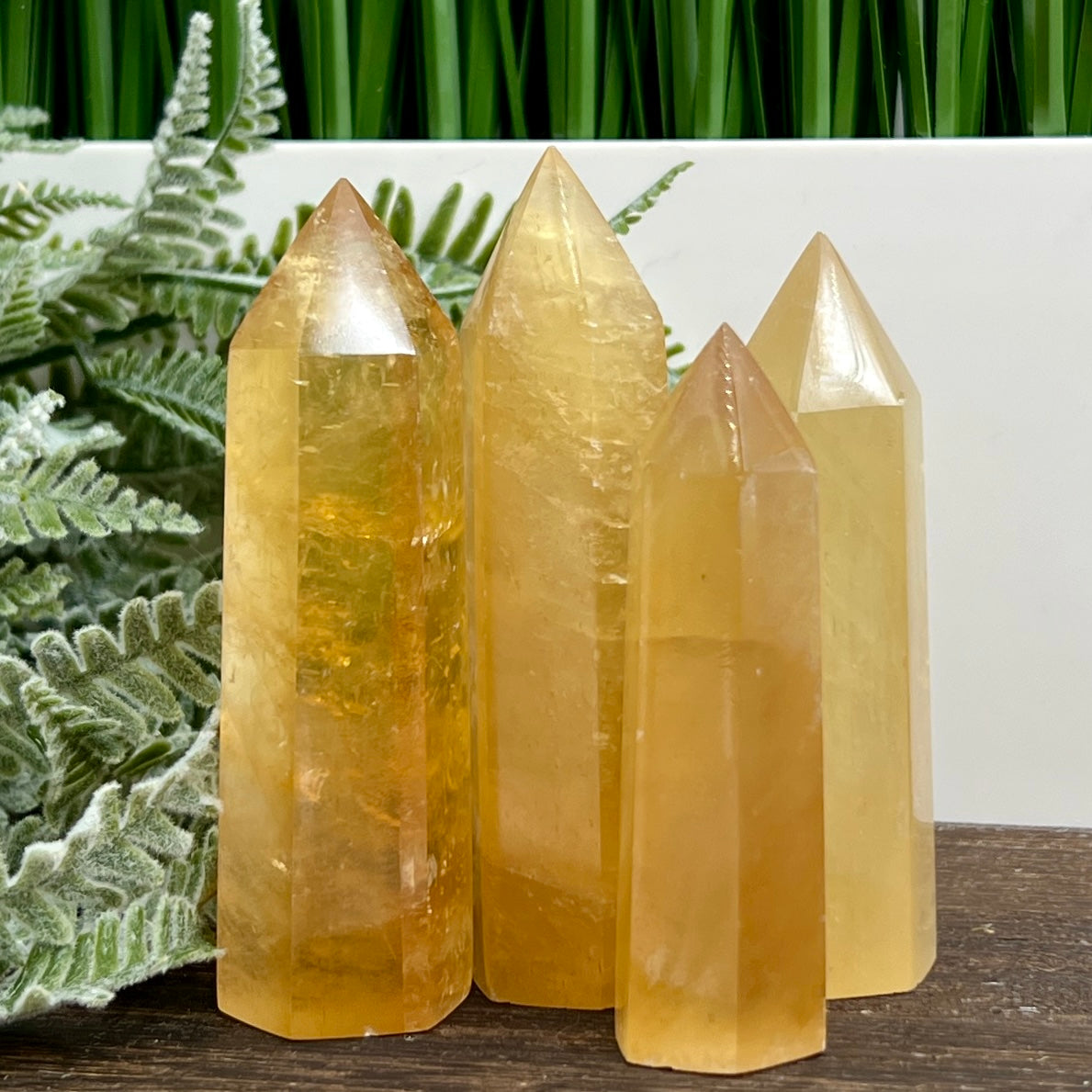 Honey Calcite Towers Points Natural Crystal Generators