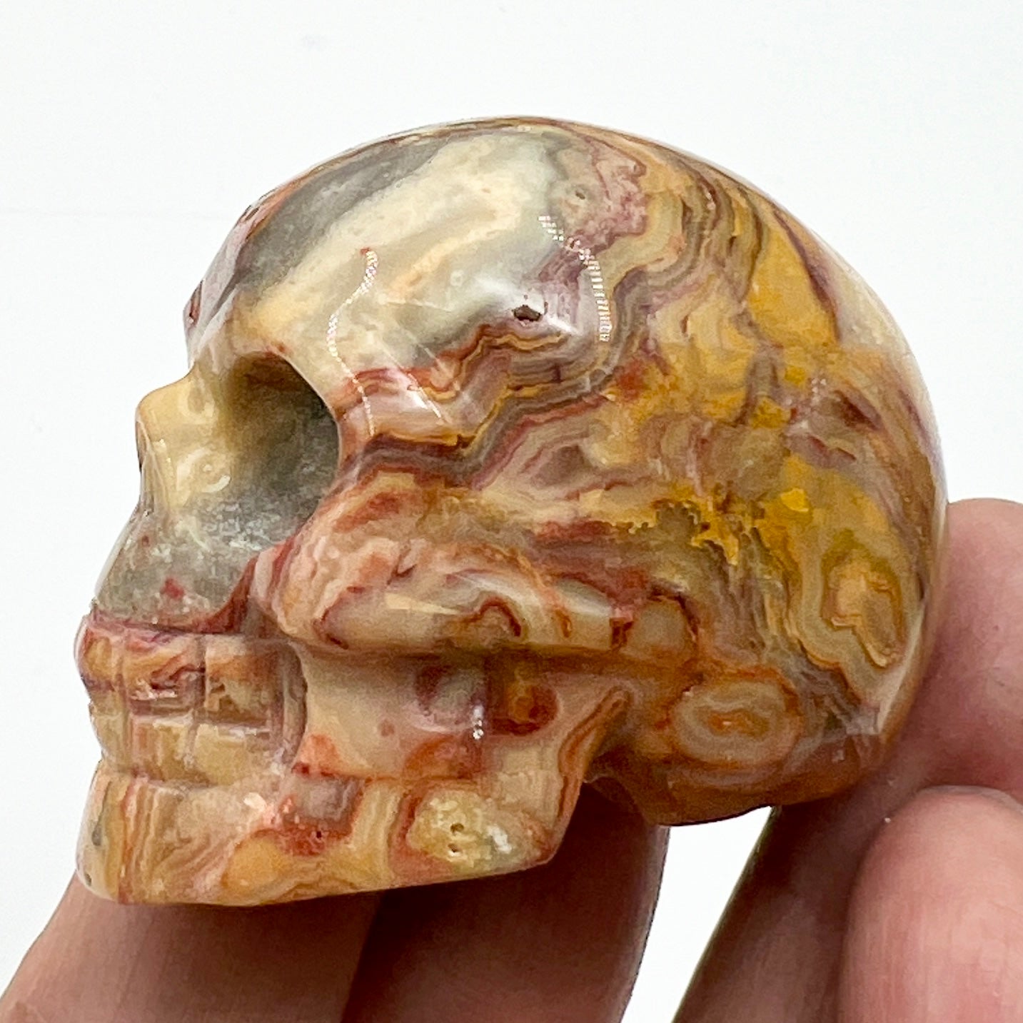 Crazy Lace Agate Skull 2 Inches Hand Carved Crystal Carving