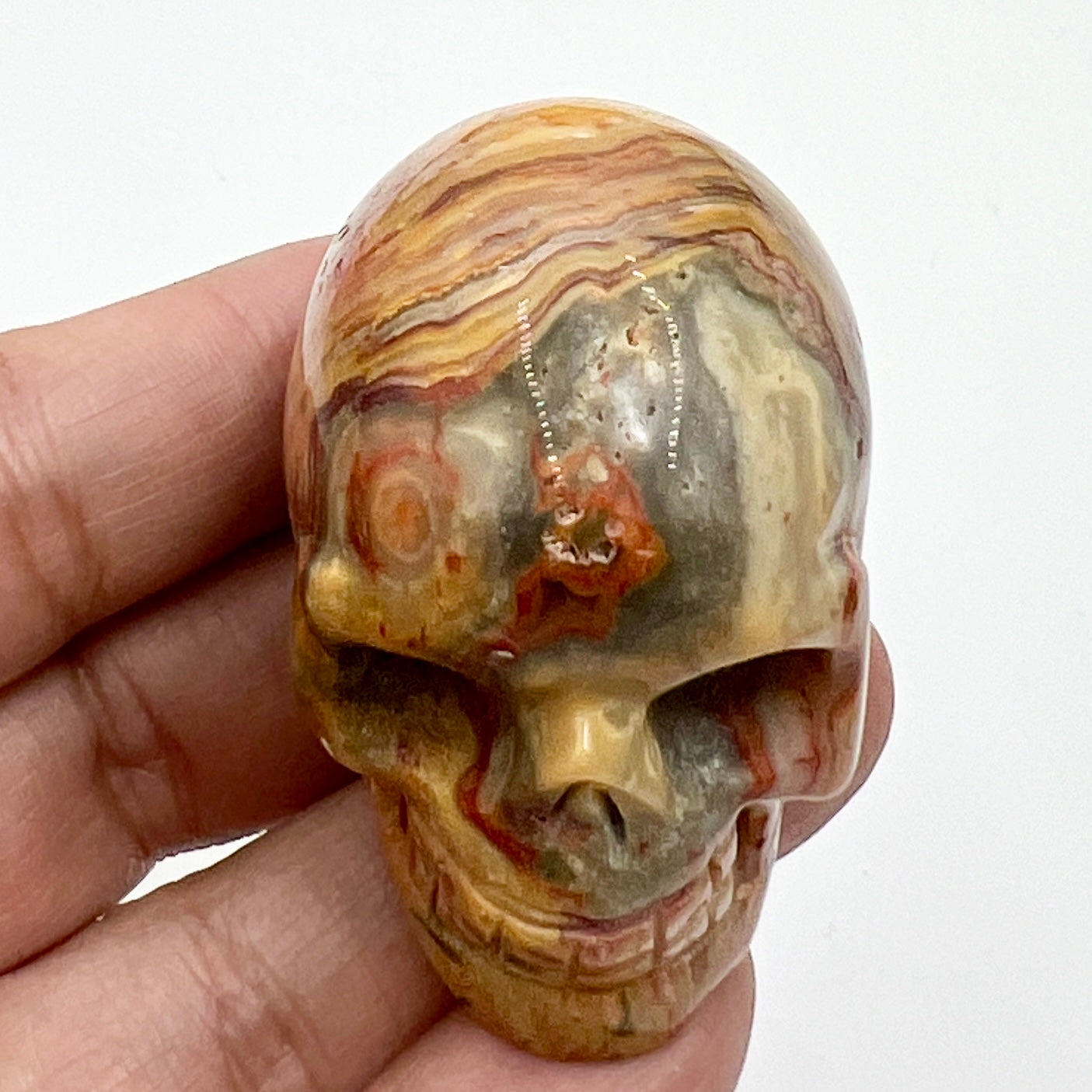 Crazy Lace Agate Skull 2 Inches Hand Carved Crystal Carving