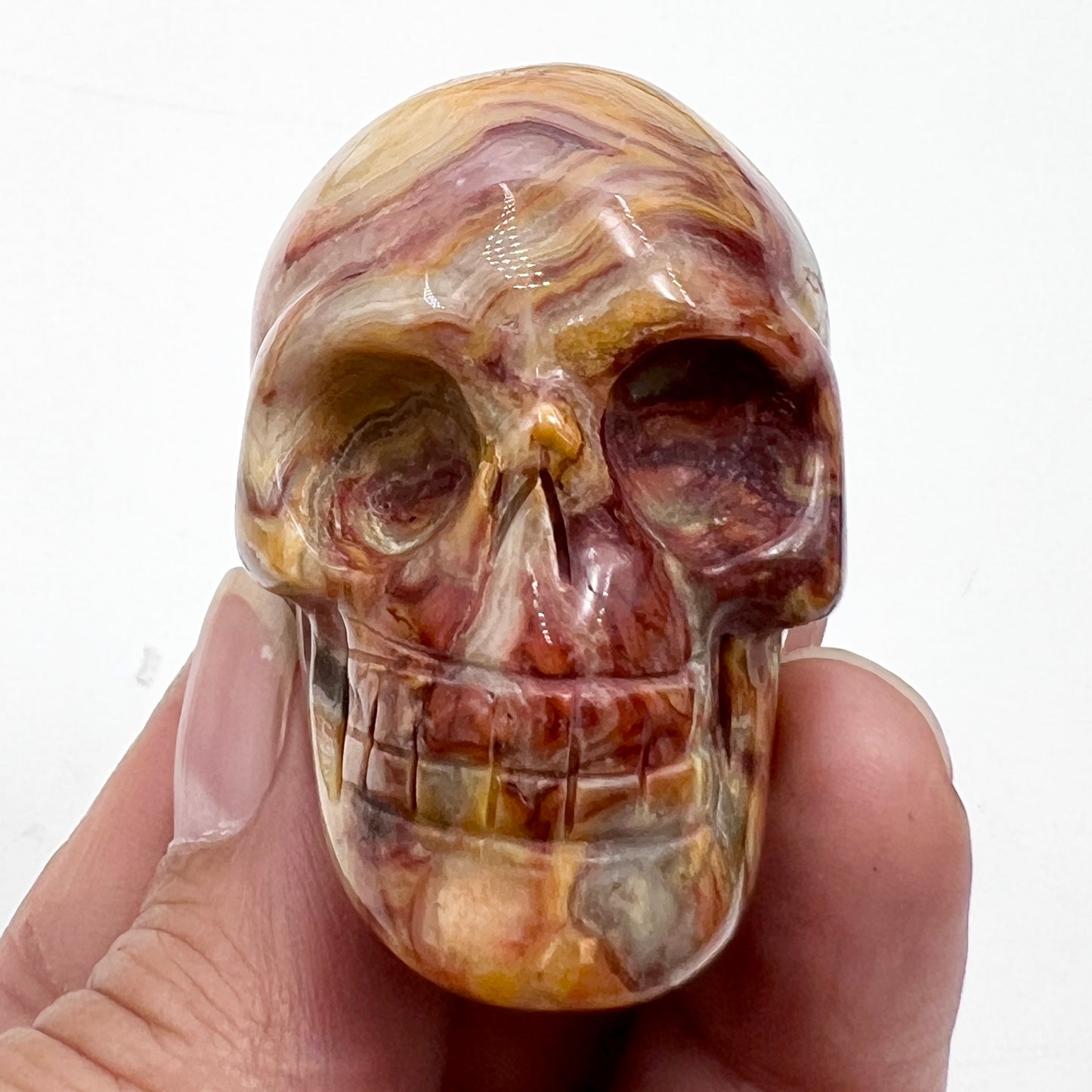 Crazy Lace Agate Skull 2 Inches Hand Carved Crystal Carving