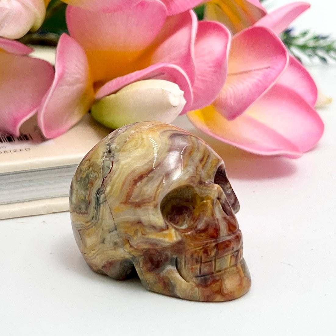 Crazy Lace Agate Skull 2 Inches Hand Carved Crystal Carving