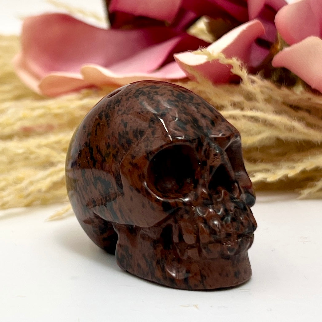 Mahogany Obsidian Skull 2 Inches Hand Carved Crystal Carving