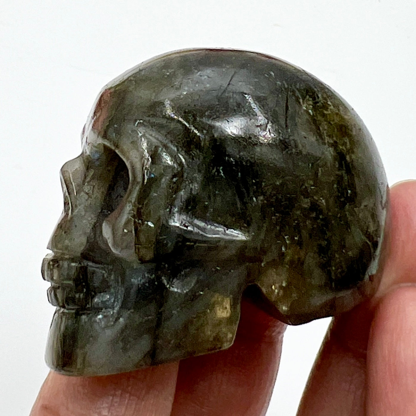 Labradorite Skull 2 Inches Hand Carved Crystal Carving