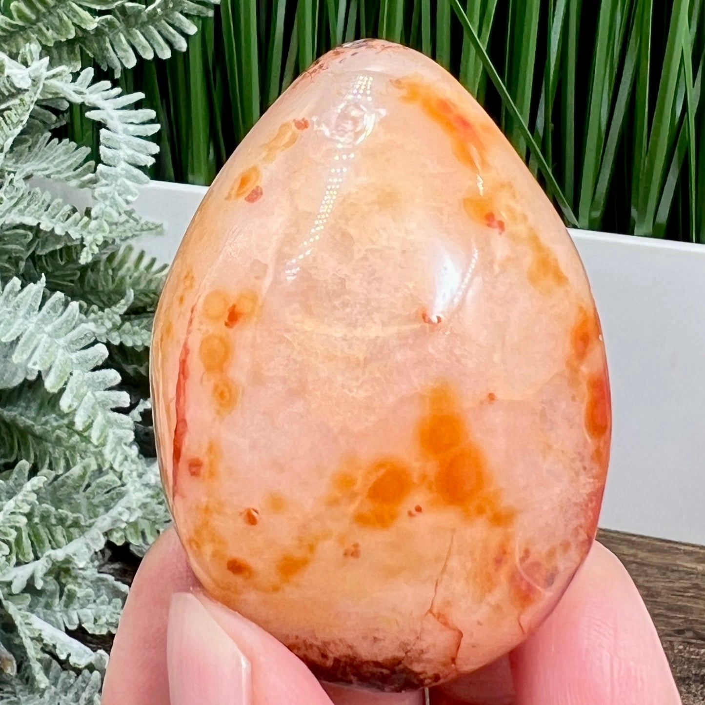 Carnelian Egg Healing Druzy Crystal 92g