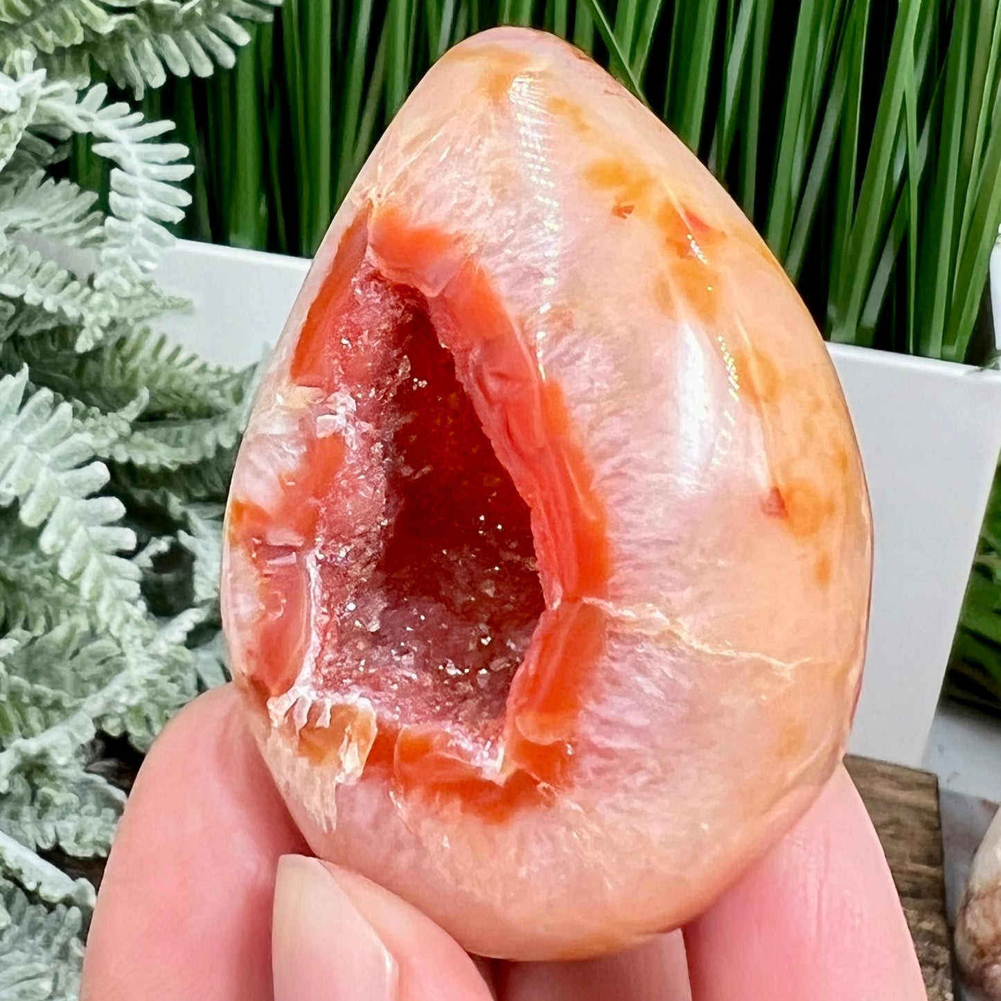 Carnelian Egg Healing Druzy Crystal 92g