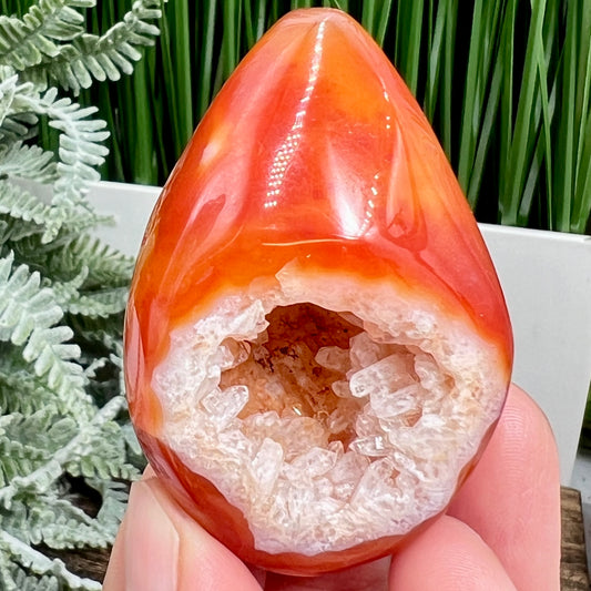 Carnelian Egg Healing Druzy Crystal 78g