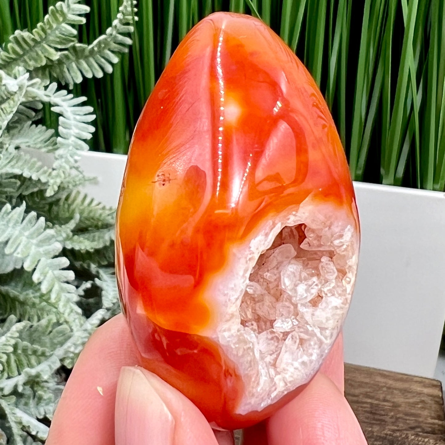 Carnelian Egg Healing Druzy Crystal 78g