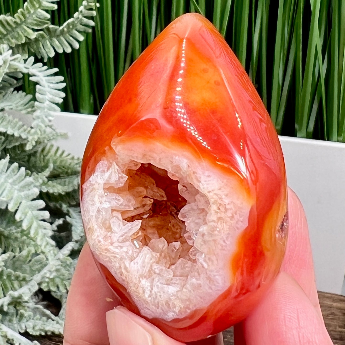 Carnelian Egg Healing Druzy Crystal 78g