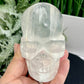 Satin Spar Selenite Skull Top Quality Translucent Crystal Carving Morocco 744g