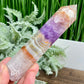 Amethyst with Mexican Lace Agate Tower Crystal Generator 182g 136mm