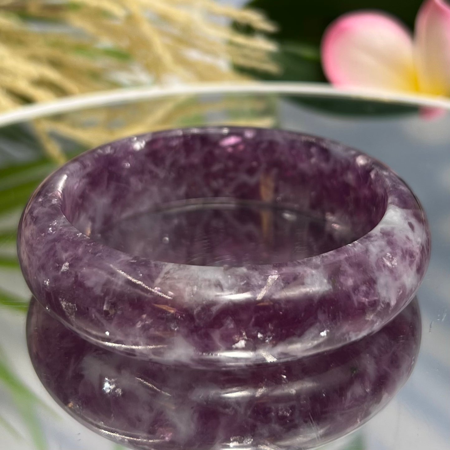 Lepidolite Purple Mica Bangle Bracelet Wearable Crystal 61mm Diameter