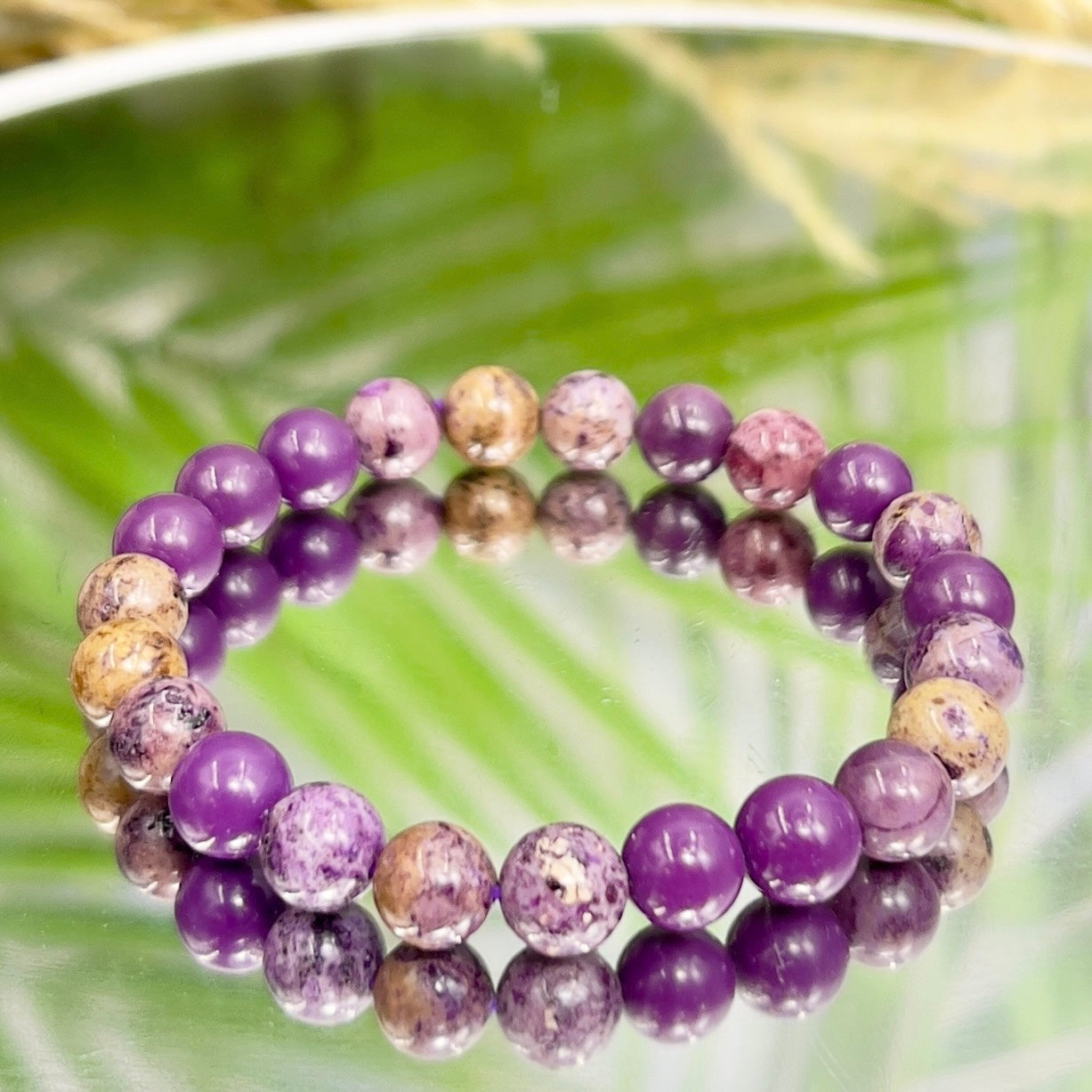 Phosphosiderite Purple Crystals Bracelets Wearable Gemstones Elastic 8-9mm Beads 16cm