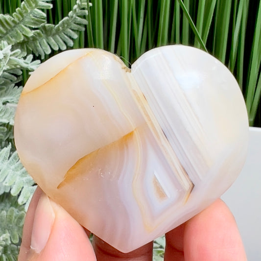 Agate Heart Healing Crystal Carving 92g