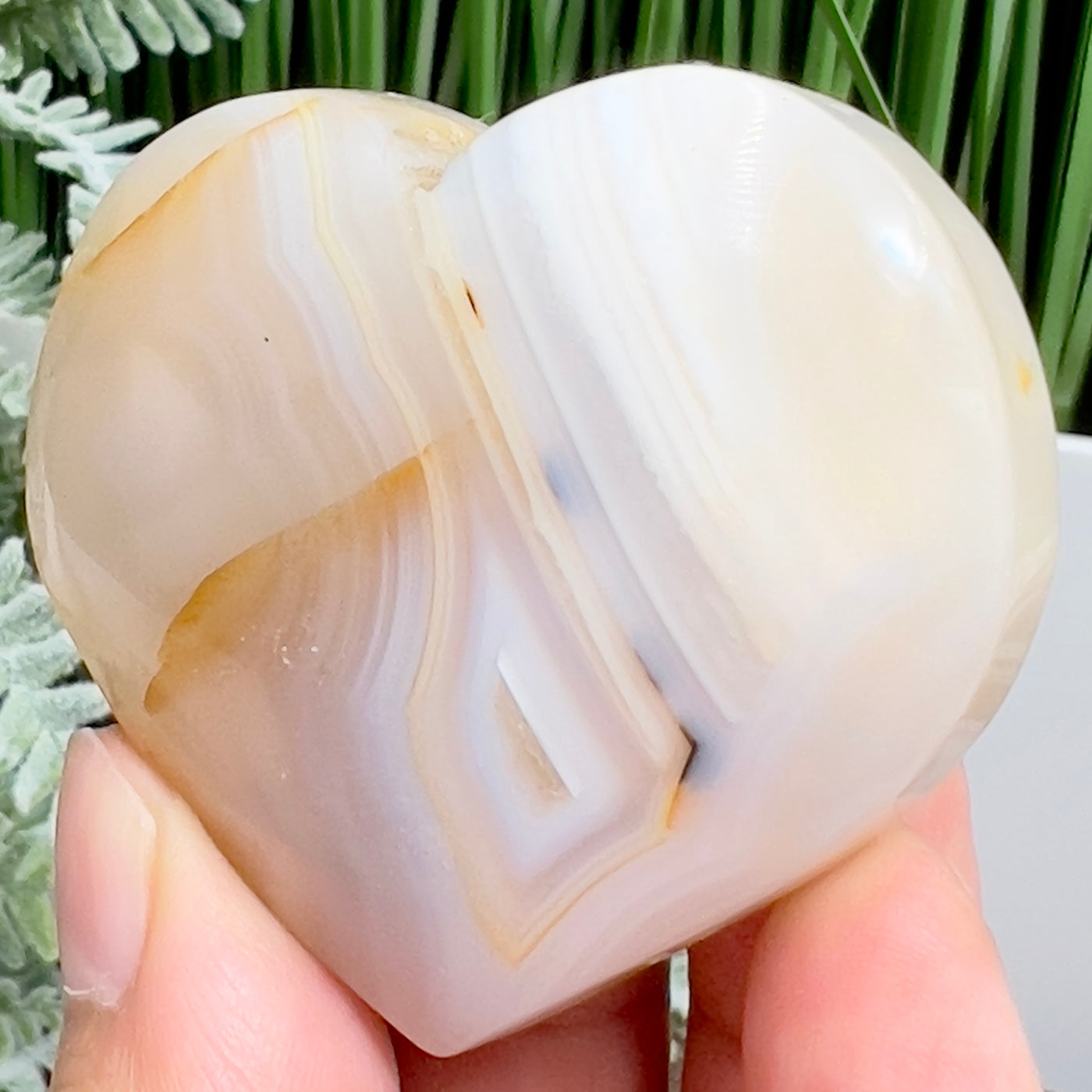 Agate Heart Healing Crystal Carving 92g